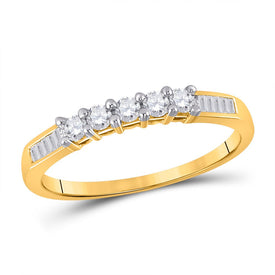 Radiant Love 10kt Yellow Gold 5-Stone Diamond Wedding Band - Top View