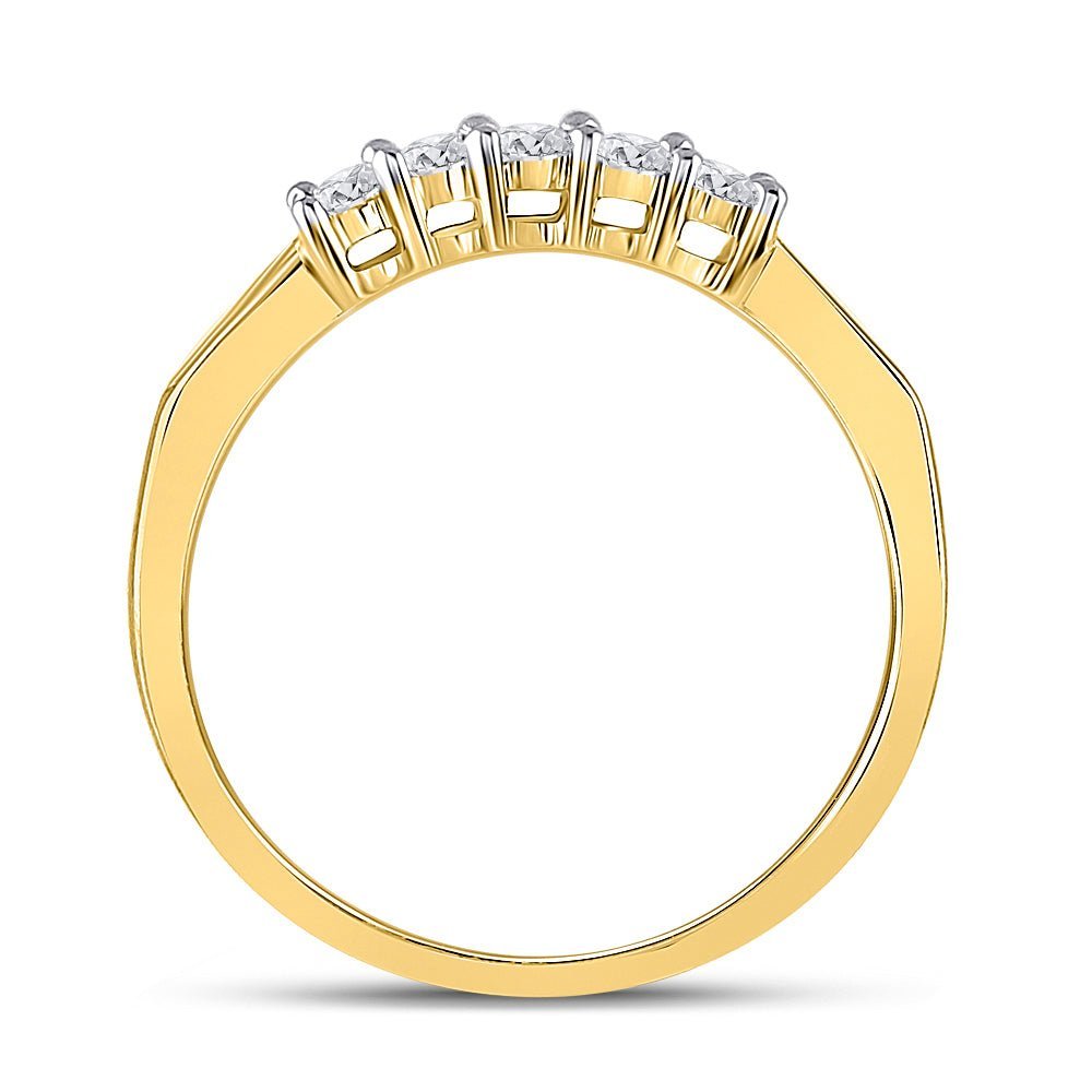 Radiant Love 10kt Yellow Gold 5 - Stone Diamond Wedding Band - Splendid Jewellery