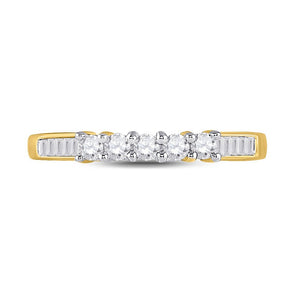 Radiant Love 10kt Yellow Gold 5 - Stone Diamond Wedding Band - Splendid Jewellery