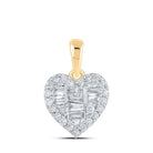 Radiant Love: 10kt Yellow Gold Baguette Diamond Heart Pendant - Splendid Jewellery