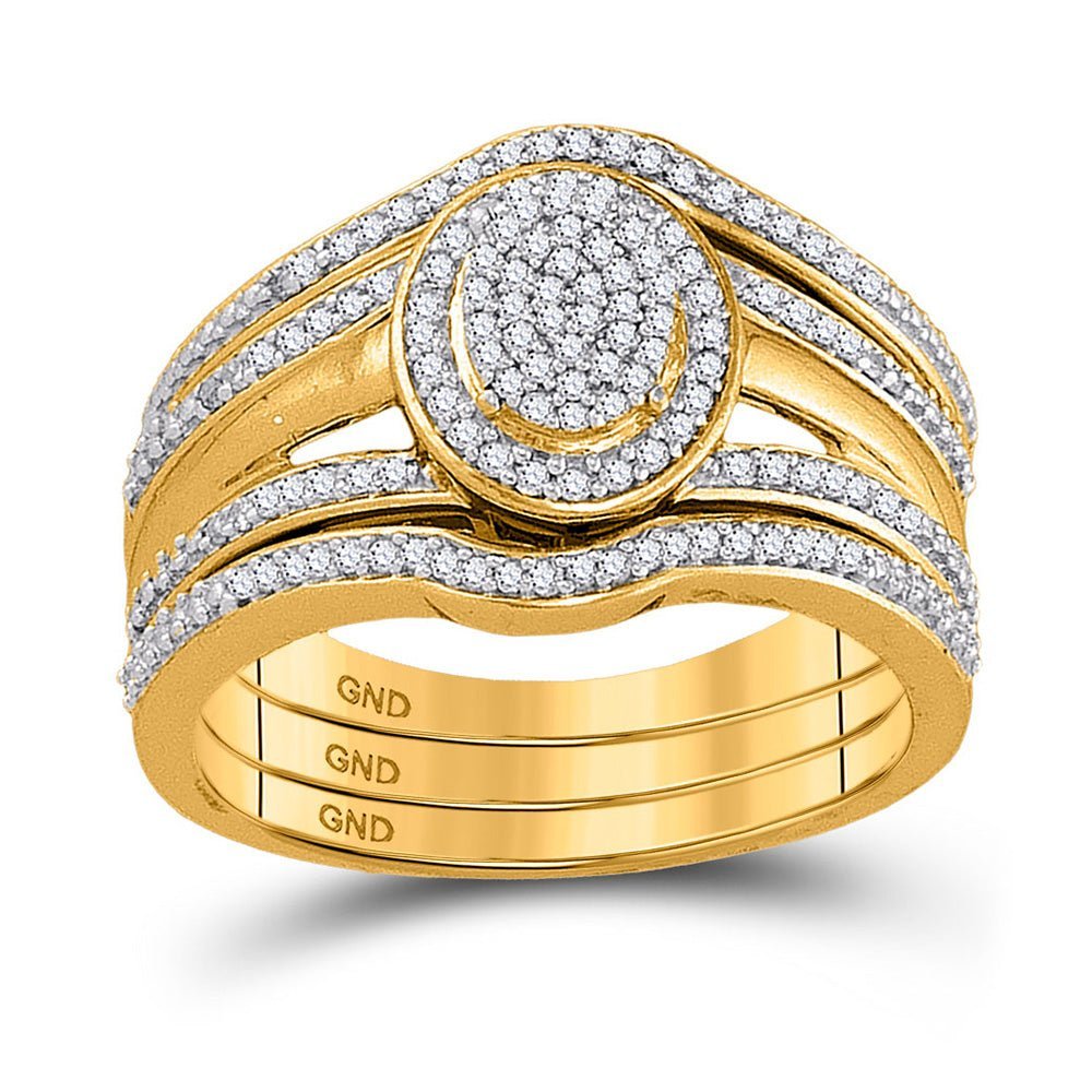 Radiant Love 10kt Yellow Gold Diamond Bridal Wedding Ring Band Set - Splendid Jewellery
