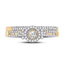 Load image into Gallery viewer, Radiant Love 10kt Yellow Gold Diamond Bridal Wedding Ring Band Set - Splendid Jewellery