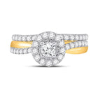Radiant Love: 10kt Yellow Gold Diamond Bridal Wedding Ring Band Set product Top View from Splendid Jewellery