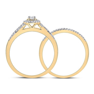 Radiant Love 10kt Yellow Gold Diamond Bridal Wedding Ring Band Set - Splendid Jewellery