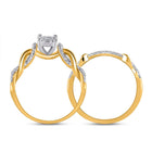 Radiant Love: 10kt Yellow Gold Diamond Bridal Wedding Ring Band Set product Side View from Splendid Jewellery