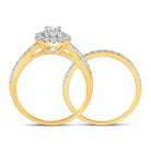 Radiant Love: 10kt Yellow Gold Diamond Bridal Wedding Ring Band Set - Splendid Jewellery