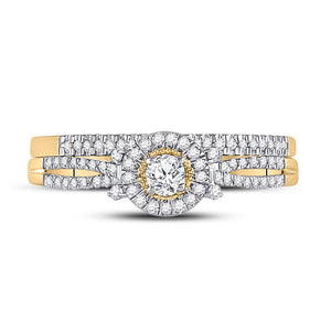 Radiant Love 10kt Yellow Gold Diamond Bridal Wedding Ring Band Set - Splendid Jewellery