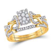 Load image into Gallery viewer, Radiant Love: 10kt Yellow Gold Diamond Bridal Wedding Ring Band Set product  Top View from Splendid Jewellery