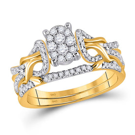 Radiant Love: 10kt Yellow Gold Diamond Bridal Wedding Ring Band Set product  Top View from Splendid Jewellery