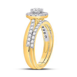 Radiant Love: 10kt Yellow Gold Diamond Bridal Wedding Ring Band Set - Splendid Jewellery