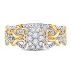 Radiant Love: 10kt Yellow Gold Diamond Bridal Wedding Ring Band Set product Top View from Splendid Jewellery