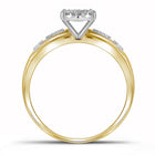 Radiant Love: 10kt Yellow Gold Diamond Bridal Wedding Ring Band Set Front View from Splendid Jewellery