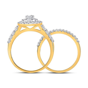 Radiant Love 10kt Yellow Gold Diamond Bridal Wedding Ring Set - Splendid Jewellery