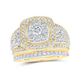 Radiant Love 10kt Yellow Gold Diamond Bridal Wedding Ring Set - Splendid Jewellery