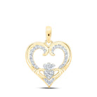 Radiant Love: 10kt Yellow Gold Diamond Claddagh Heart Pendant - Splendid Jewellery