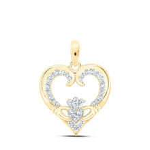 Load image into Gallery viewer, Radiant Love: 10kt Yellow Gold Diamond Claddagh Heart Pendant - Splendid Jewellery