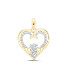 Radiant Love: 10kt Yellow Gold Diamond Claddagh Heart Pendant - Splendid Jewellery