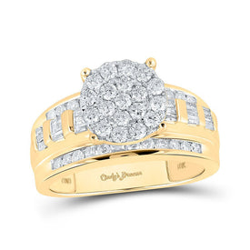 Radiant Love 10kt Yellow Gold Diamond Cluster Bridal Wedding Engagement Ring - Splendid Jewellery