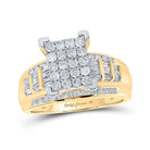 Radiant Love: 10kt Yellow Gold Diamond Cluster Bridal Wedding Engagement Ring - Splendid Jewellery