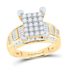 Radiant Love: 10kt Yellow Gold Diamond Cluster Bridal Wedding Ring - Splendid Jewellery