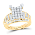 Radiant Love: 10kt Yellow Gold Diamond Cluster Bridal Wedding Ring - Splendid Jewellery