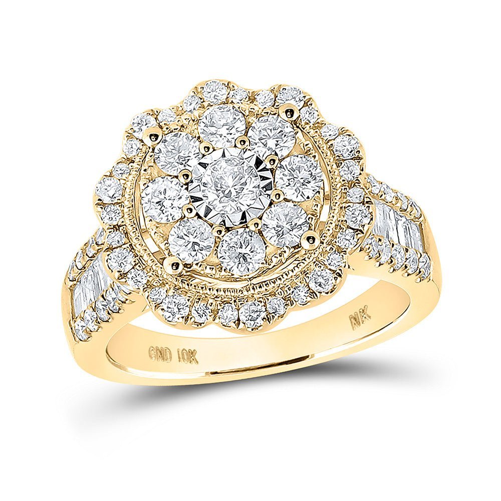 Radiant Love 10kt Yellow Gold Diamond Cluster Bridal Wedding Ring - Splendid Jewellery