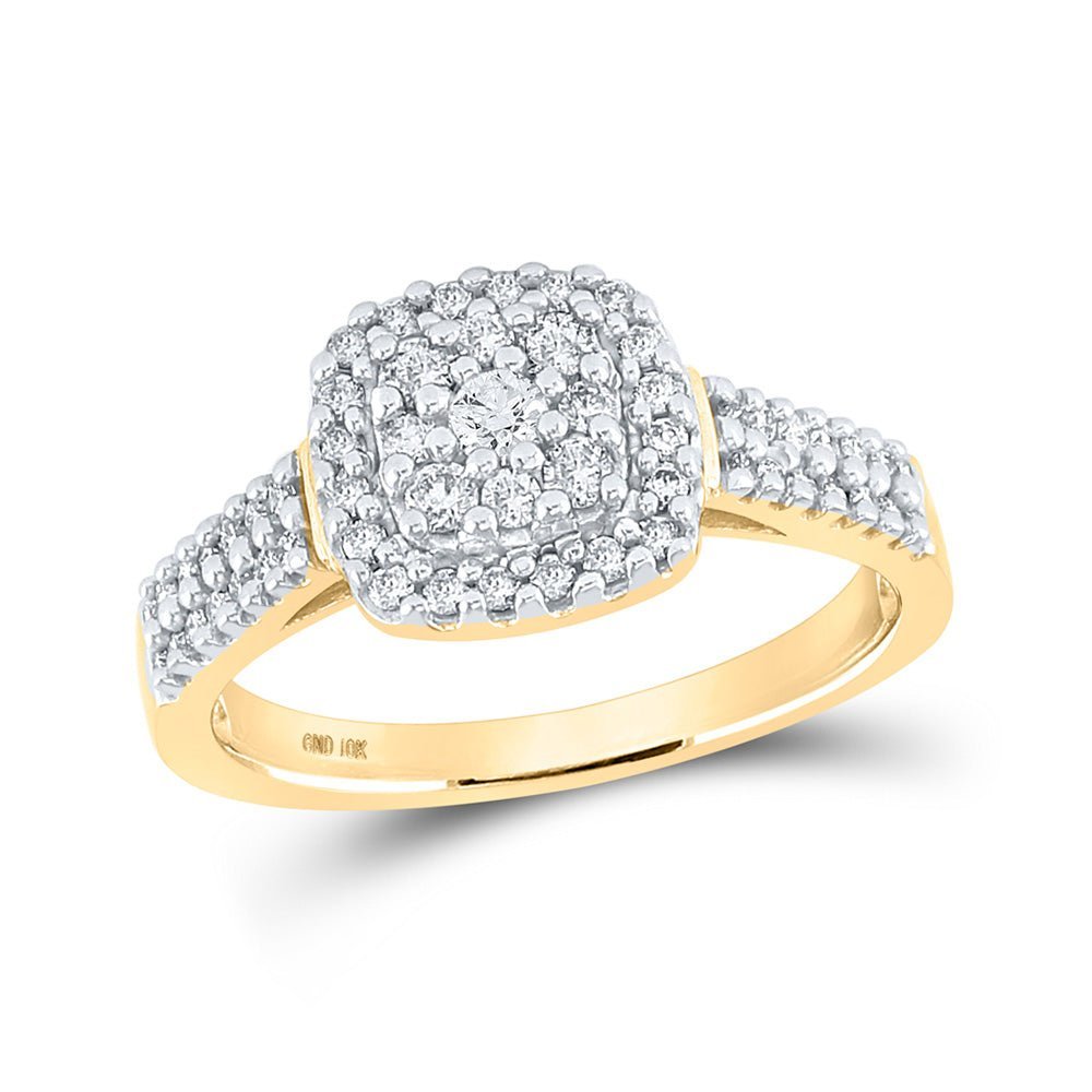 Radiant Love: 10kt Yellow Gold Diamond Cluster Bridal Wedding Ring - Splendid Jewellery