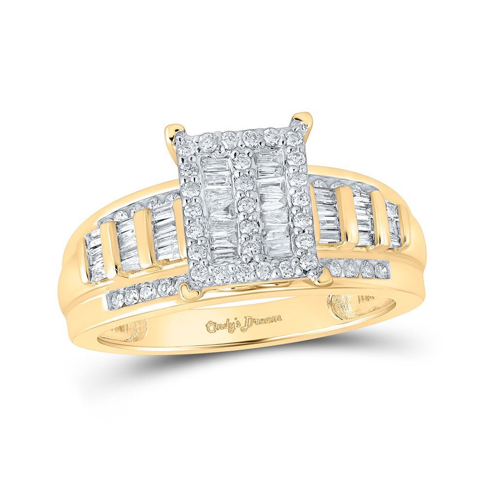 Radiant Love 10kt Yellow Gold Diamond Cluster Bridal Wedding Ring - Splendid Jewellery