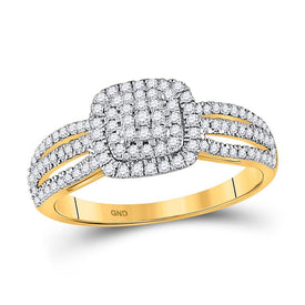 Radiant Love 10kt Yellow Gold Diamond Cluster Bridal Wedding Ring - Splendid Jewellery