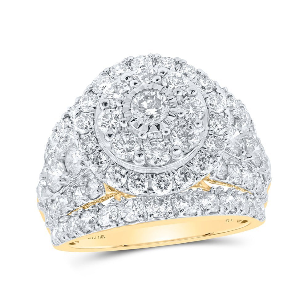 Radiant Love: 10kt Yellow Gold Diamond Cluster Bridal Wedding Ring - Splendid Jewellery