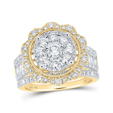 Load image into Gallery viewer, Radiant Love: 10kt Yellow Gold Diamond Cluster Bridal Wedding Ring Band Set - Splendid Jewellery