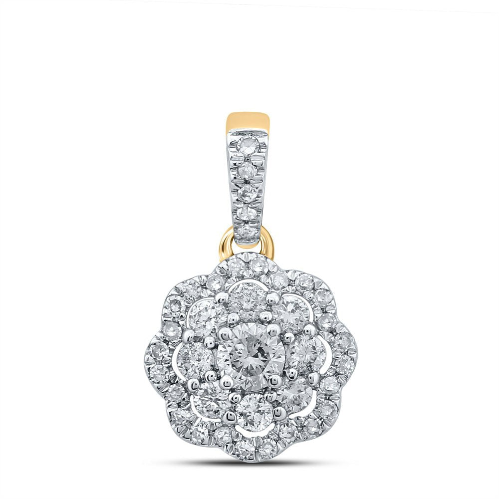 Radiant Love: 10kt Yellow Gold Diamond Cluster Pendant - Splendid Jewellery
