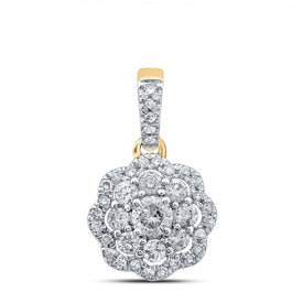 Radiant Love: 10kt Yellow Gold Diamond Cluster Pendant - Splendid Jewellery