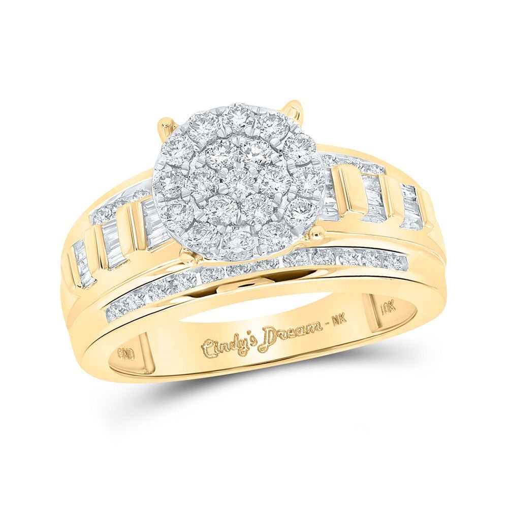 Radiant Love: 10kt Yellow Gold Diamond Cluster Wedding Ring - Splendid Jewellery