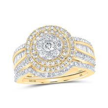 Load image into Gallery viewer, Radiant Love 10kt Yellow Gold Diamond Cluster Wedding Ring Band Set - Splendid Jewellery