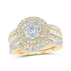 Radiant Love 10kt Yellow Gold Diamond Cluster Wedding Ring Band Set - Splendid Jewellery