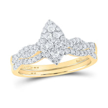 Load image into Gallery viewer, Radiant Love: 10kt Yellow Gold Diamond Cluster Wedding Ring Band Set - Splendid Jewellery