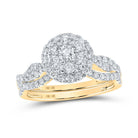 Radiant Love 10kt Yellow Gold Diamond Cluster Wedding Ring Set 1 Cttw - Splendid Jewellery