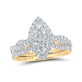 Radiant Love 10kt Yellow Gold Diamond Cluster Wedding Ring Set - Splendid Jewellery
