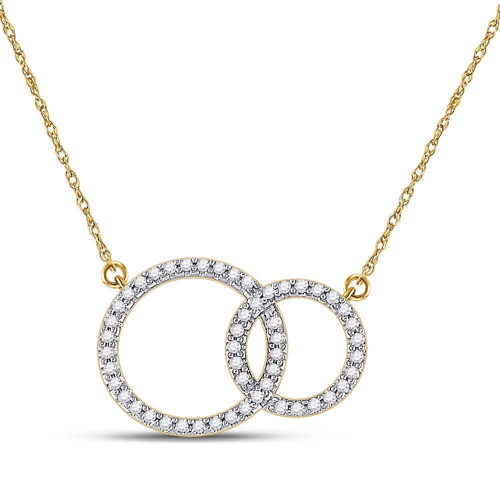 Radiant Love: 10kt Yellow Gold Diamond Double Circle Pendant Necklace - Splendid Jewellery