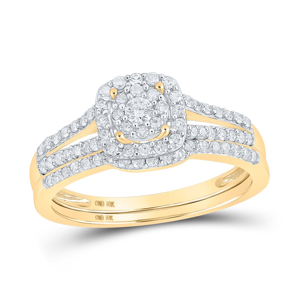 Radiant Love | 10kt Yellow Gold Diamond Embrace Bridal Wedding Ring Band Set 1/2 Cttw | Splendid Jewellery - Splendid Jewellery