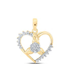 Radiant Love: 10kt Yellow Gold Diamond Flower Heart Pendant - Splendid Jewellery