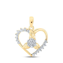 Load image into Gallery viewer, Radiant Love: 10kt Yellow Gold Diamond Flower Heart Pendant - Splendid Jewellery