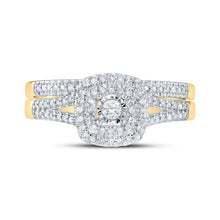 Load image into Gallery viewer, Radiant Love 10kt Yellow Gold Diamond Halo Bridal Wedding Ring Band Set - Splendid Jewellery