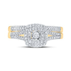 Radiant Love 10kt Yellow Gold Diamond Halo Bridal Wedding Ring Band Set - Splendid Jewellery