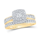 Radiant Love 10kt Yellow Gold Diamond Halo Bridal Wedding Ring Band Set product  Top View from Splendid Jewellery