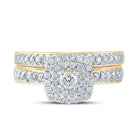 Radiant Love 10kt Yellow Gold Diamond Halo Bridal Wedding Ring Band Set - Splendid Jewellery