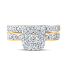 Load image into Gallery viewer, Radiant Love 10kt Yellow Gold Diamond Halo Bridal Wedding Ring Band Set - Splendid Jewellery