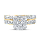 Radiant Love 10kt Yellow Gold Diamond Halo Bridal Wedding Ring Band Set - Splendid Jewellery