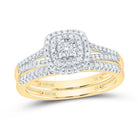 Radiant Love 10kt Yellow Gold Diamond Halo Bridal Wedding Ring Band Set - Splendid Jewellery